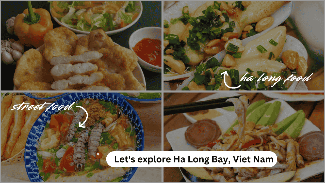 A Ha Long Bay restaurant menu displaying fresh seafood dishes and local prices